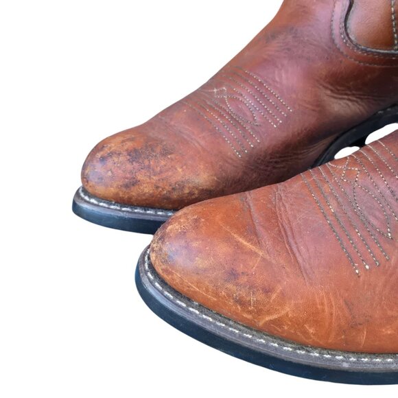 Vintage Brown Leather Cowboy Boots Mens 10.5 D Western Work Chore Rodeo - Picture 16 of 16